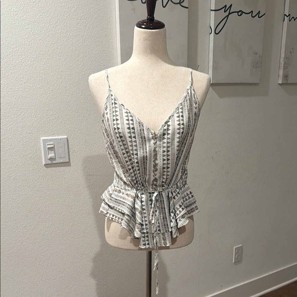 1. State White & Gray Printed Peplum Camisole
